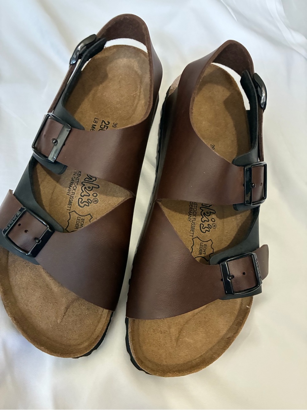 Birkenstock Milano Birkis Brown Two-Strap Buckle Sandals size 8-8.5